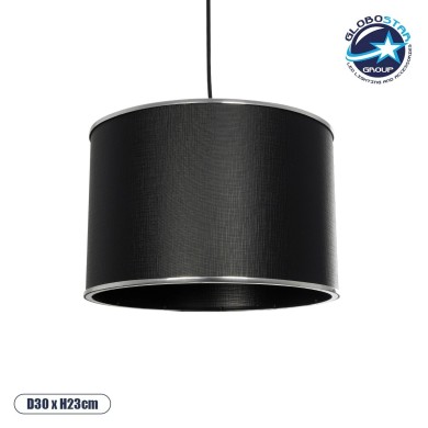 GLOBOSTAR® ELECTRA 203-0111 Μοντέρνο Κρεμαστό Φωτιστικό Οροφής με Ντουί 1 x E27 AC 220-240V IP20 - Mαύρο & Ασημί - Μ30 x Π30 x Υ23cm